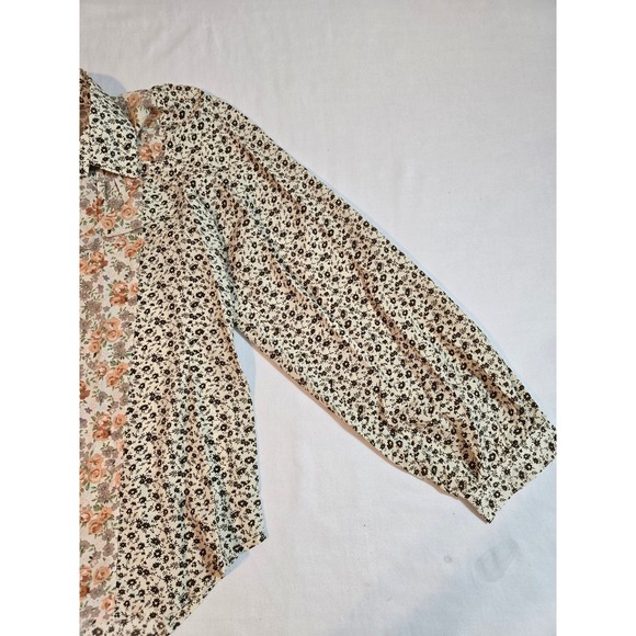 Umgee USA Floral Patchwork Long Sleeve Button Down Shirt Women Oversized XL New - Picture 5 of 11